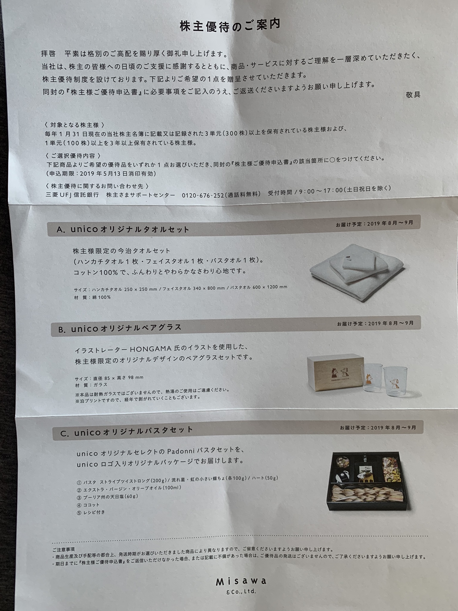 ウニコでの買い物が15%割引券目的で購入したミサワ（3169）の株式。割引優待の廃止を四季報で初めて知った。驚愕の失態。