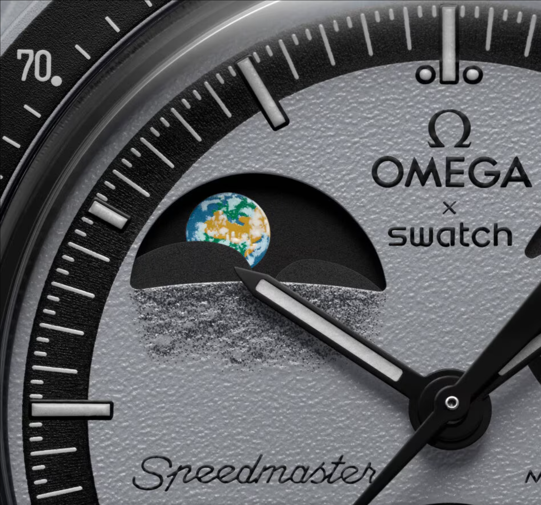 スウォッチ店でMOONSWATCHのEARTHPHASE黒とMOONPHASE白が同時在庫
